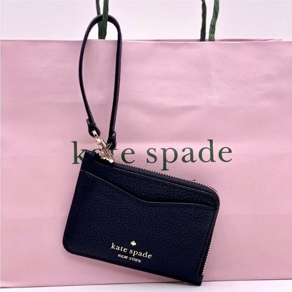 Kate Spade leila small card holder wristlet wallet black - Picture 8 of 10